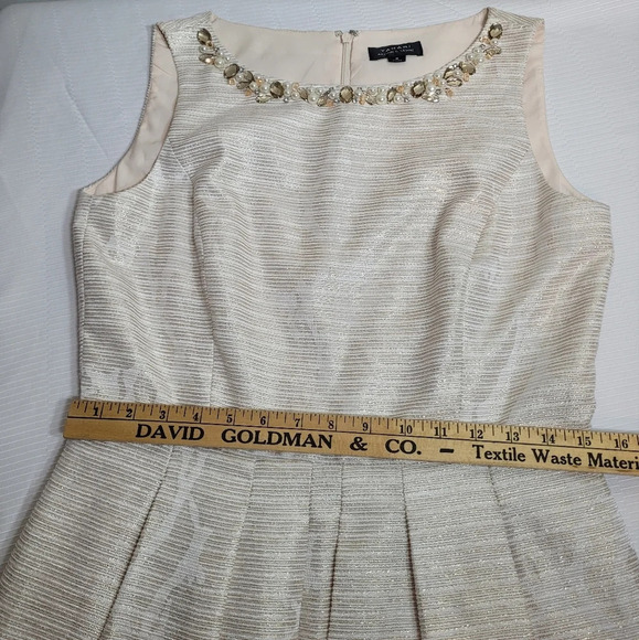 Tahari ASL Champagne Metallic Fit and Flare Dress sz 6 - Picture 6 of 10